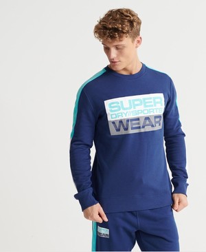 Superdry Streetsport Crew Férfi Pulóver Kék | HOZQM6459